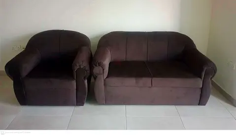 Brown 2-Seater Sofa with Matching Armchair