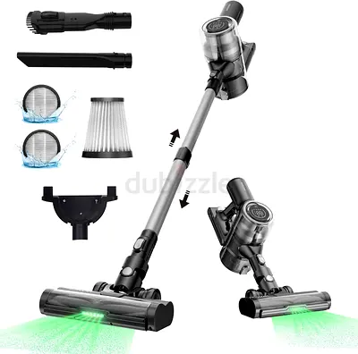 Proscenic P12 Cordless Vacuum Cleaner, 33Kpa Stick Vacuum Cleaner, Green LED Headlights