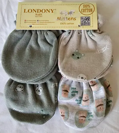 Londonoy Baby Cotton Mittens - 4 Pack