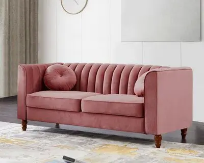 Elegant Velvet Sofa in Pink 2 Seater!