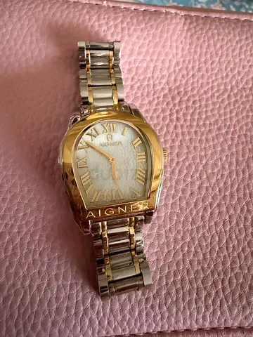 Aigner womens two-tone gold  silver wristwatch — working, minor wear