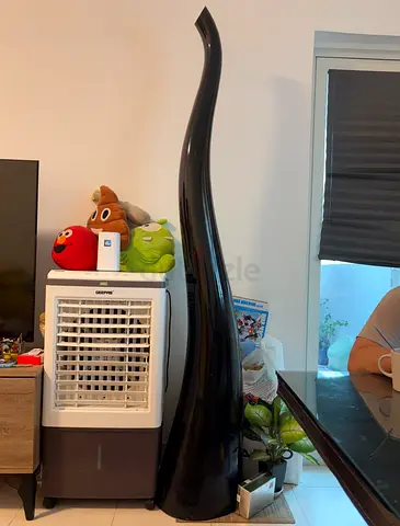 Giant lucky Black Curved horn Floor Lamp - Modern Sculptural Design  from Italy.