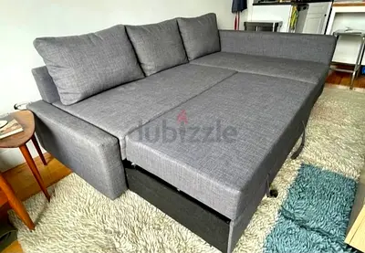 Stylish Grey Corner Sofa Bed with Storage