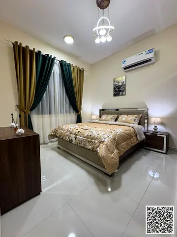 للإيجار الشهري بعجمان – شقه غرفة وصالة مفروشة بالكامل فرش راقي , بتشطيبات سوبر ديلوكس مع مطبخ مجهز بالكامل بأحدث الأجهزه