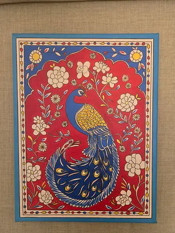 Beautiful Kalamkari Peacock Art Print