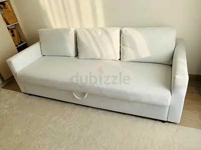 3-seater sofa bed with storage beige