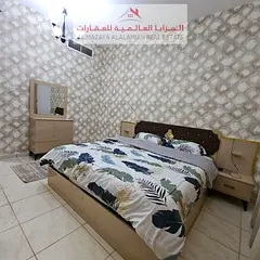 A fully furnished one-bedroom apartment in Al Khan, behind ADNOC Shisha, for monthly rent