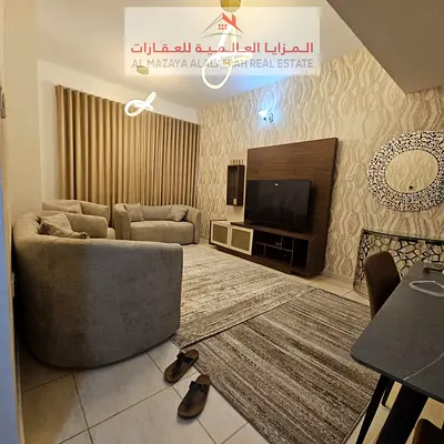 A fully furnished one-bedroom apartment in Al Khan, behind ADNOC Shisha, for monthly rent