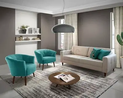 Modern Living Room Set with Stylish Sofa and Chairs