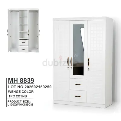 Modern Wardrobe 3 door with Mirror and Storage Drawers