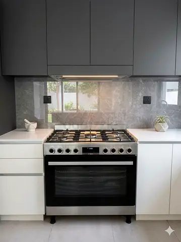 BOSCH latest model series 6 5 burner full gass with fan 90x60 digital touch timer