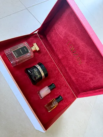 Louzan Perfume and body cream gift set — full bottle + miniatures