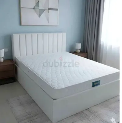 Elegant White Queen Size Bed spring mattress