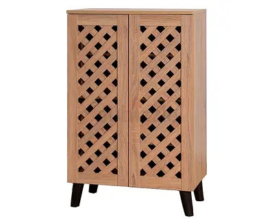 Stylish Wooden Cabinet with Lattice Design-2352