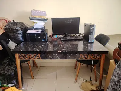 Stylish Black Marble-Top Study Table