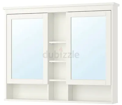 Modern White Wall Cabinet with Mirrors