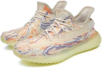 Unisex beige/orange Yeezy-style sneakers — lightly used