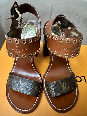 Authentic Louis Vuitton Monogram Brown Heeled Sandals Size 40