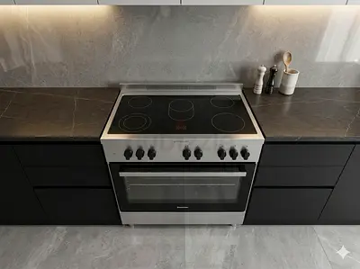 WolfPower 90X60 cm Vitro Ceramic Cooker, 5 Cooking Zones, 98 Liters Electric Oven model WGC9060CERMF