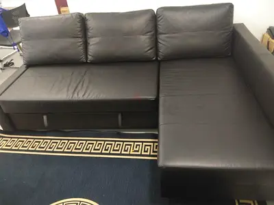 Stylish Black L-Shaped Sofa with Storage