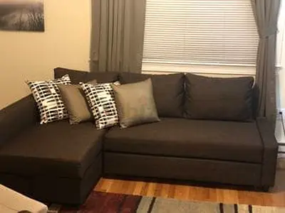 L-shaped Grey Sectional Sofa with Chaise - Good Condition