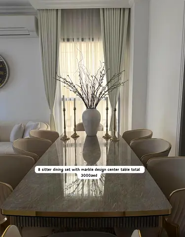 8 Seater Dining Set with Marble Design Center Table