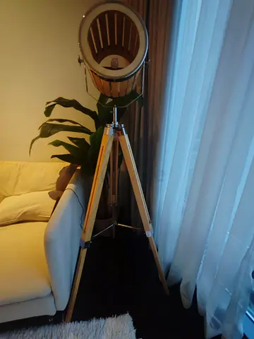 Elegant Wooden Tripod Floor Lamp