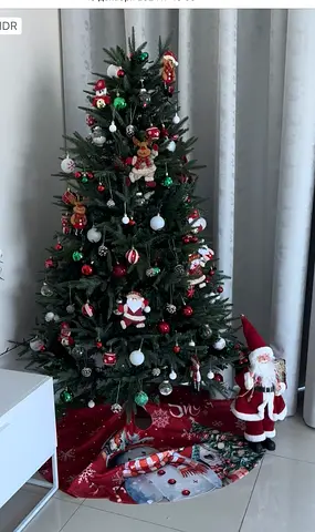 Christmas Tree with Decorations and Santa Figure