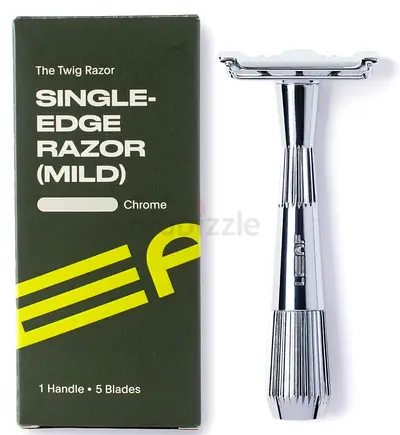 Opened LEAF TWIG single edge/single blade Razor with 10 blades