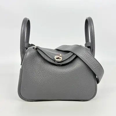 Hermes Ardoise Taurillion Clemence Lindy Mini Bag