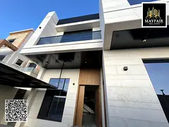 For rent in Al Zahia area, first occupancy 7 master bedrooms, living room, majlis, rooftop, maid'