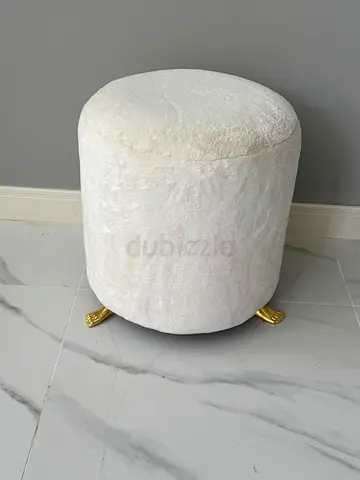Cozy White Ottoman with Golden Legs Deco
