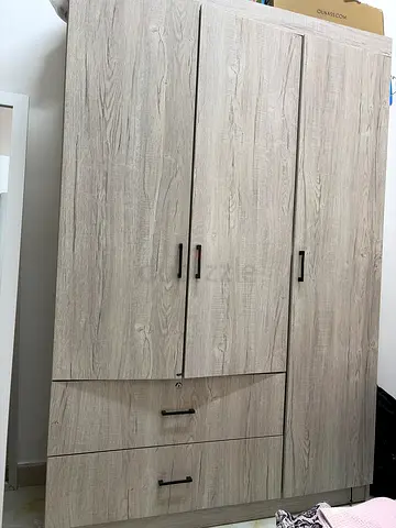 My grey wood wardrobe — spacious armoire, good condition