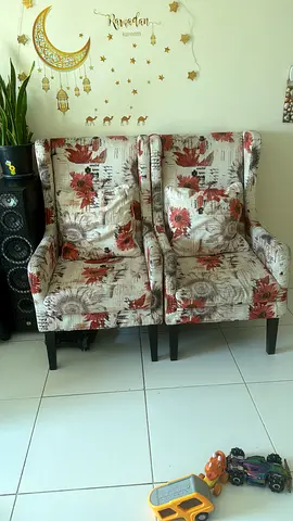 Pair of floral upholstered accent chairs - gently used