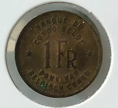 Vintage 1 Franc Coin from the Congo, Bank of Belgium