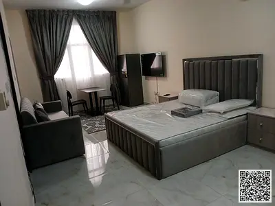 استوديوVIP✨مفروش بالكامل بمطبخ منفصل و اطلاله مفتوحه. عجمان الحميديه. للإيجار الشهري.الإيجار يشمل الفواتير والإنترنت وموقف