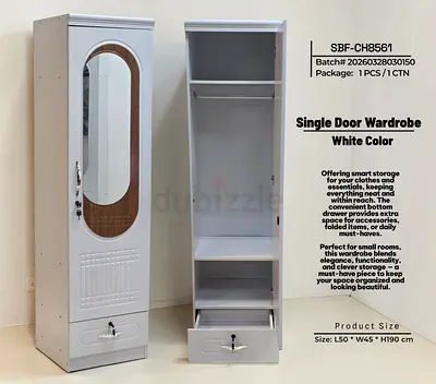 Single Door Wardrobe in White Color