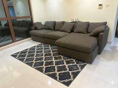 Crate and barrel Deep chocolate Brown lshape sofa