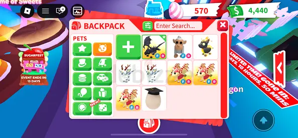 My Adopt Me (Roblox) account with multiple rare pets for sale