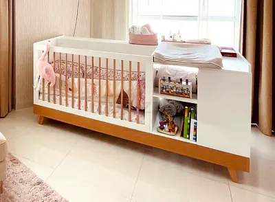 Baby crib to Toddler to Teen Bed with Storage Changing Table