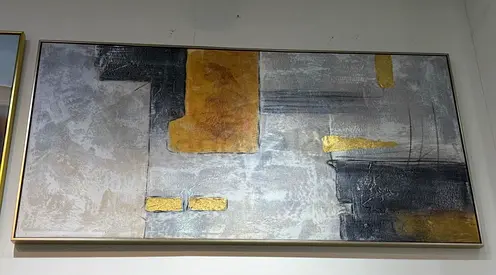 Framed Abstract Gold  Silver Wall Art — Large
