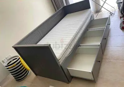 IKEA Hamnes daybed with 3 big storage drawers and 2 IKEA mattresses