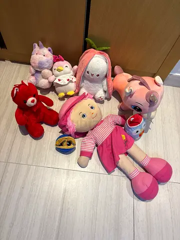 My bundle of 9 mixed plush stuffed animals — barely used