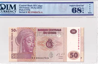 Congo Banknote 50 francs 2013 DIM 40 AED