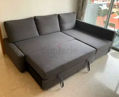 Ikea L Shape Sofa cum bed with big storage in L