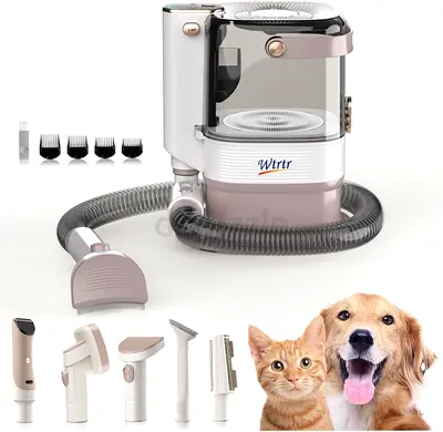 6 in 1 Grooming Kit, 3.2L Hair Vacuum, Dog Clippers, Pet Brush for Shedding and Split end Trimmer,WT