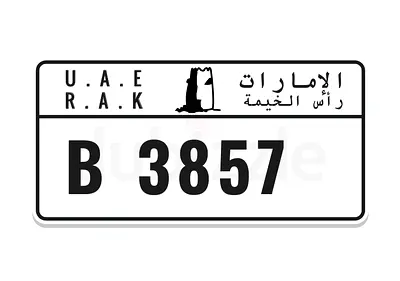 B 3857 Ras al Khaimah number plate