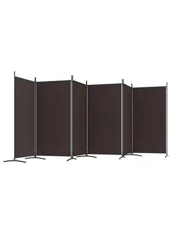 6-Panel Room Divider Brown 520x180 Cm Fabric