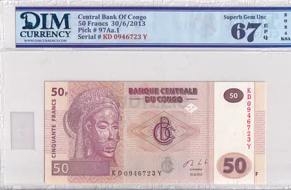 Congo Banknote 50 francs 2013 DIM 40 AED