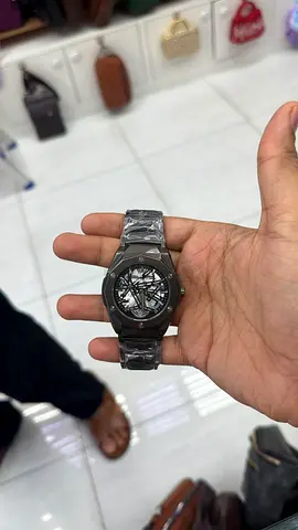 My mens stainless steel skeleton dial wristwatch — used, working